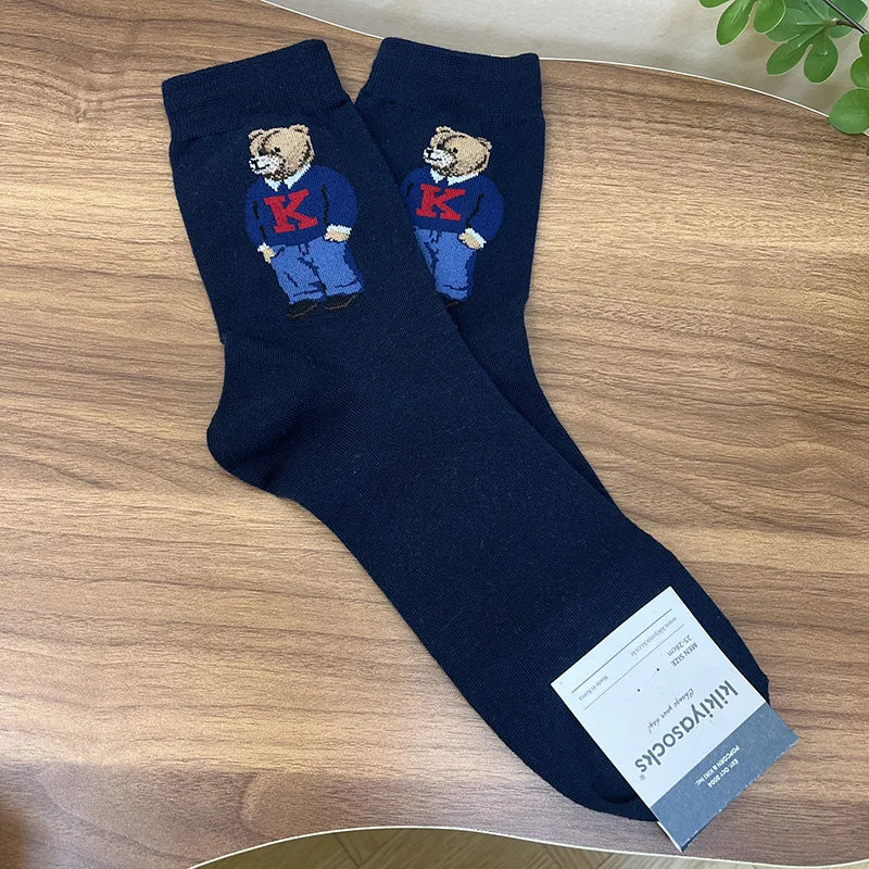 Calcetines de algodón con osos de dibujos animados bonitos