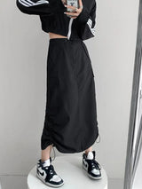 Y2K Drawstring Parachute Midi Skirt