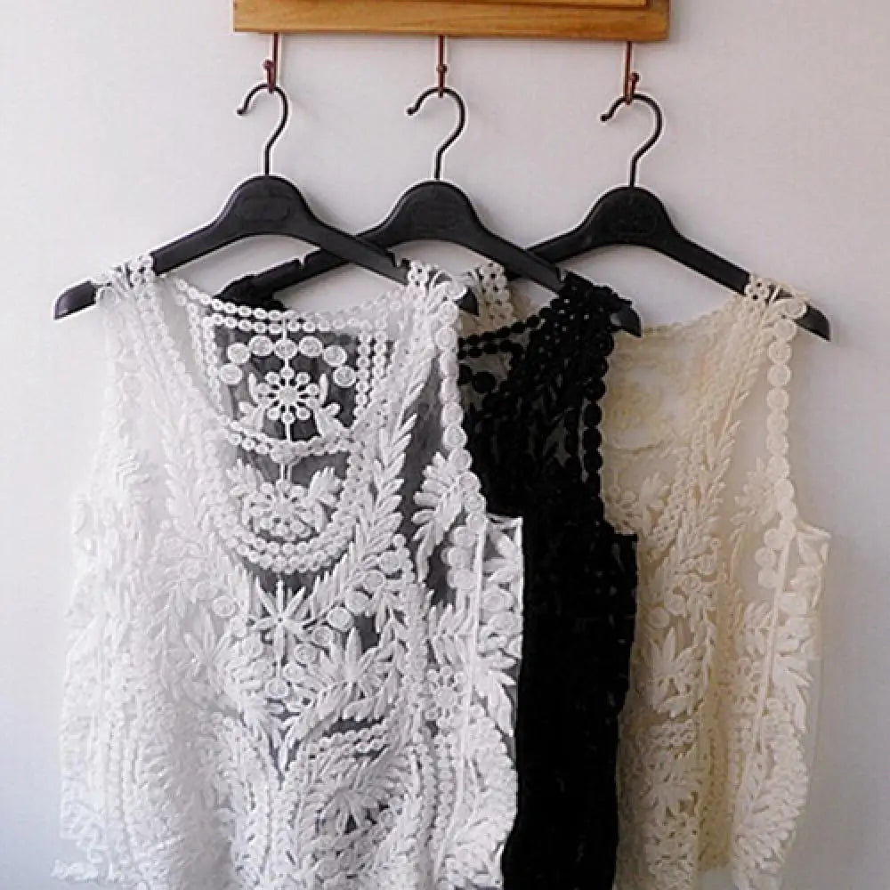 Handmade Vintage Women's Sleeveless Lace Tank Top