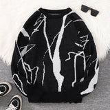Weirdcore Abstract Pattern Round Neck Sweater