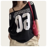 Summer 90S Loose Off-shoulder T-shirt