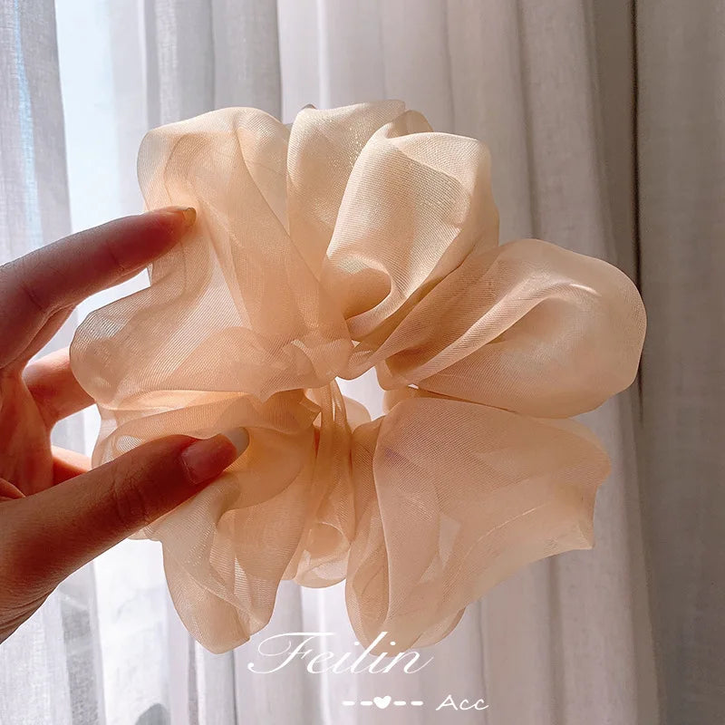 Large Chiffon Rubber Coquette Core Ponytail Holder