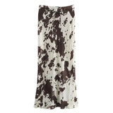 Elegant Ruffled Satin Maxi Skirt