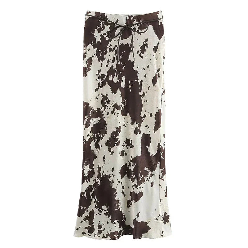 Elegant Ruffled Satin Maxi Skirt
