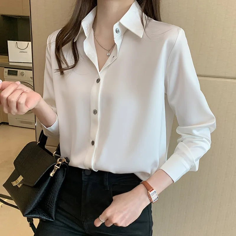 Corporate Girl Satin Long Sleeve Shirt