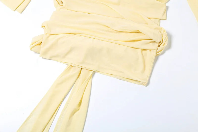 Shirt Style Flare Sleeve Sheer Mini Dress