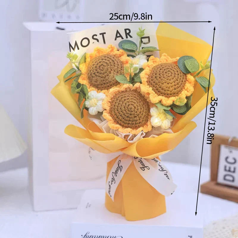 Crochet Flower Bouquet With LED Light String Gift