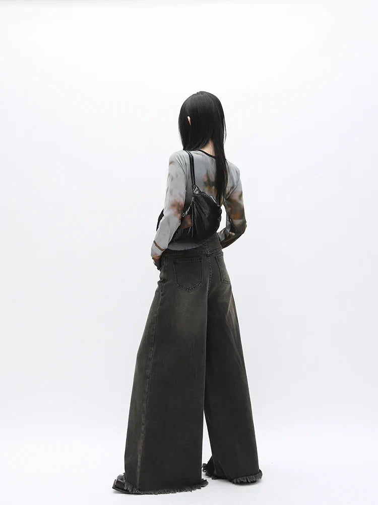 Grunge Washed Bell Bottom Jeans