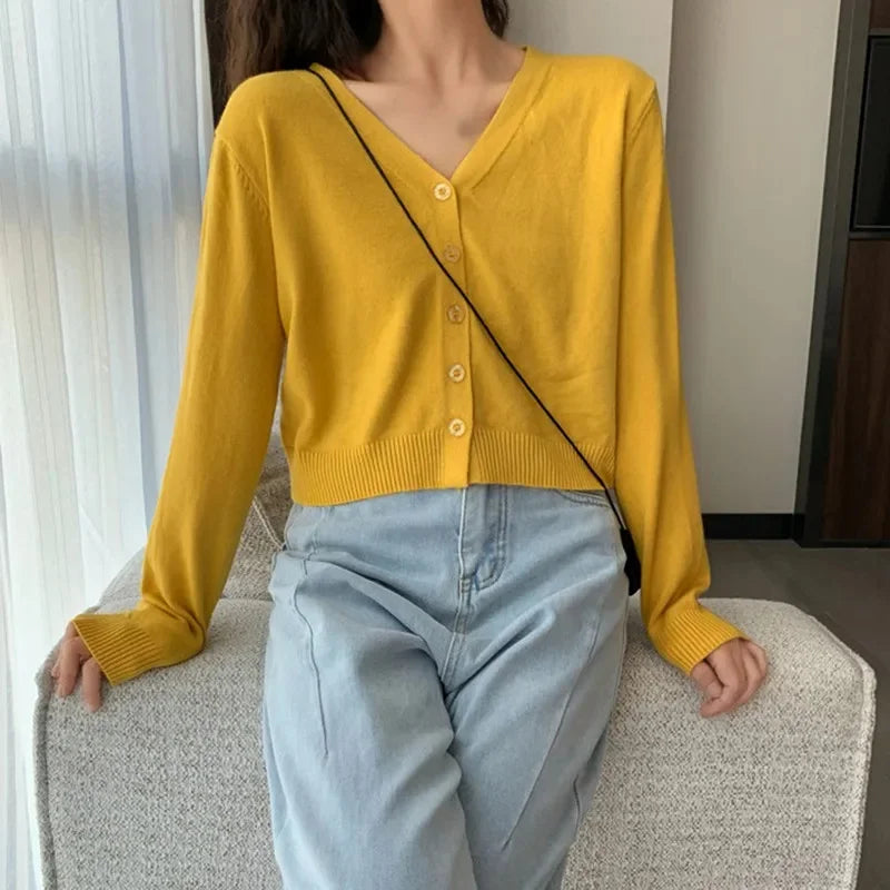 Soft V-Neck Button Down Cardigan