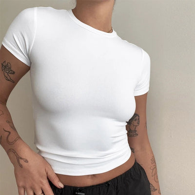 Camiseta Corta Básica Ajustada para Mujer