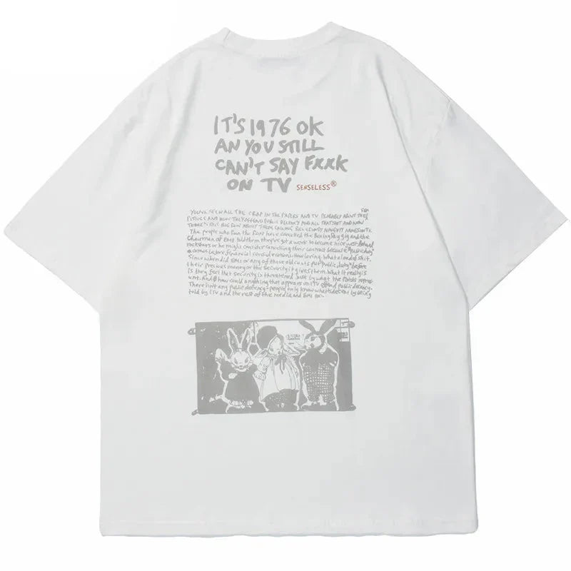 Y2K Retro Bunny Letter Print T-shirt