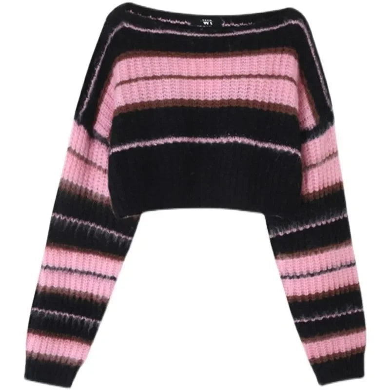 Y2K Pink Cropped Sweater