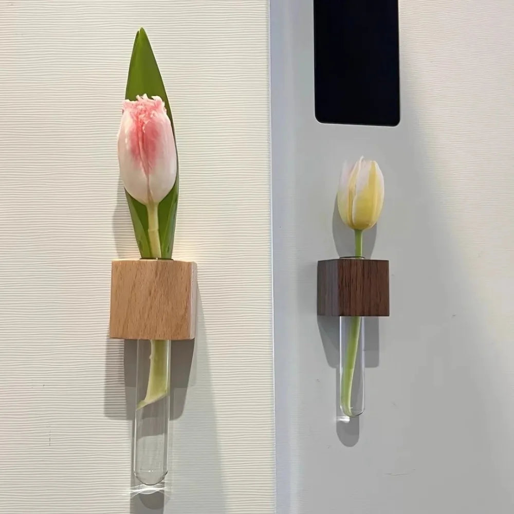 Vintage Wooden Test Tube Vase