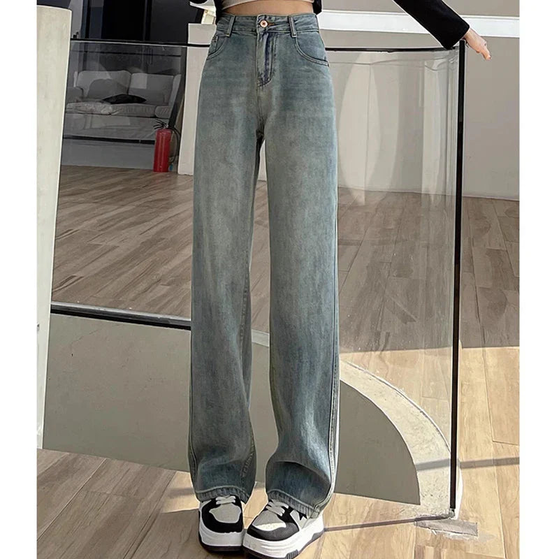 High Waist Stacked Straight Leg Jeans