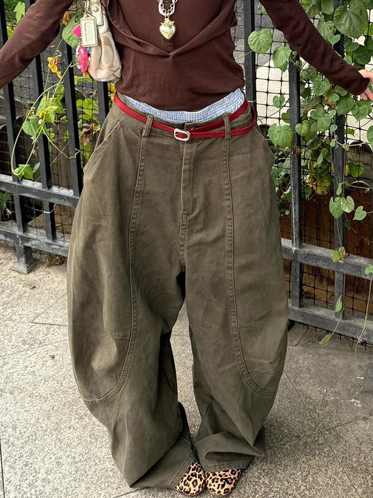 Rusty Green  Baggy High Waist Wide Jeans