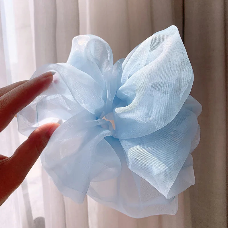 Large Chiffon Rubber Coquette Core Ponytail Holder