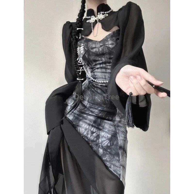 Gothic Wide Sleeve Midi Dress