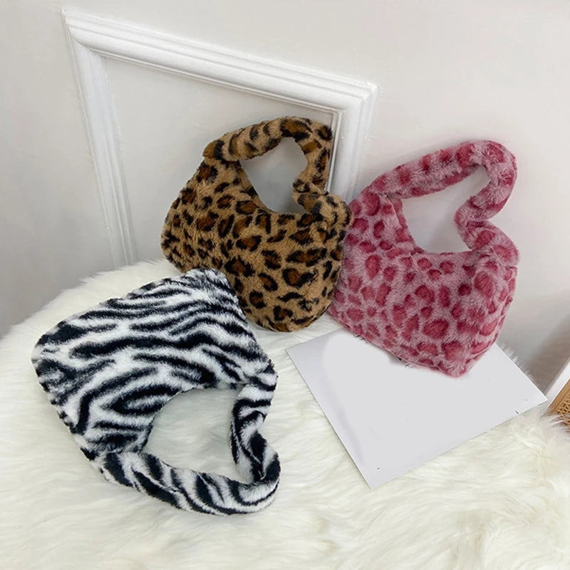 Fuzzy Fleece Leopard Bag