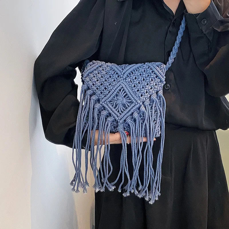 Women Crochet Tassel Beach Bag