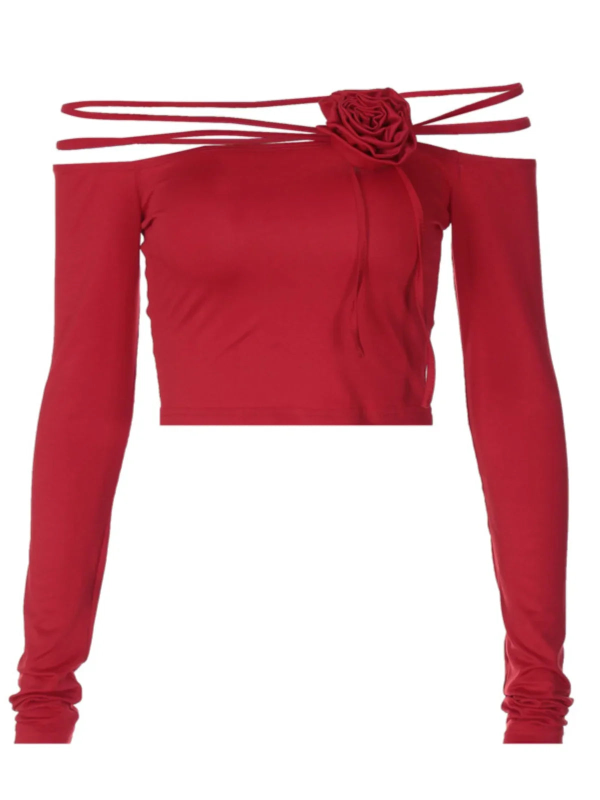 Baddie Rose One Shoulder Mesh Top