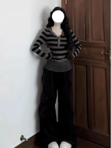 Casual Striped Long Sleeve Hoodie