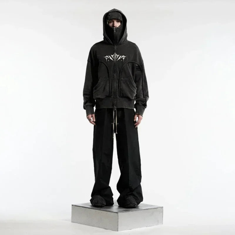 Vintage Zip-Up Oversized Hoodie Sweatshirt