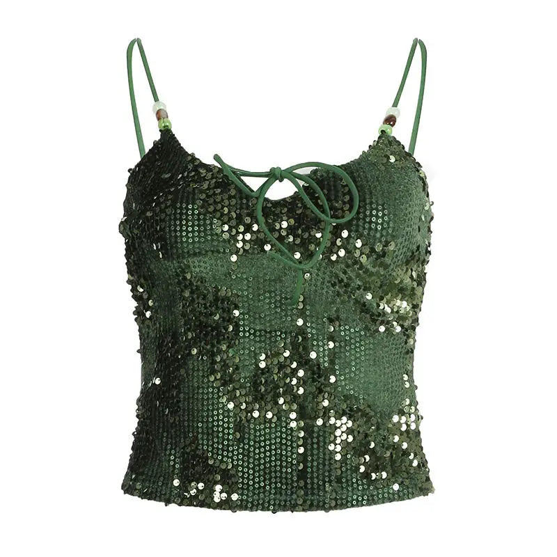 Y2K Baddie Sequined Top