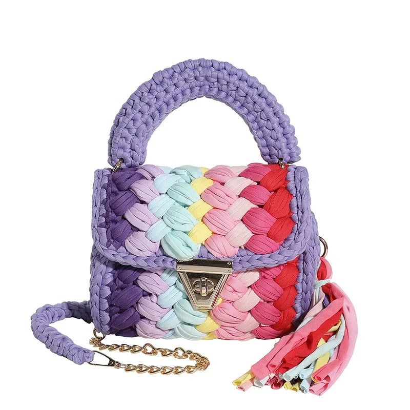 Woven Bag Knitted Shoulder Chunky