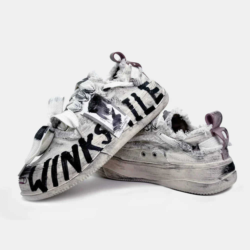 Retro Hand-Painted Graffiti Punk School Sneakers