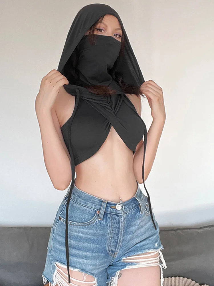 Hooded Solid Slim Sexy Tanks Top