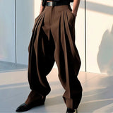 Pleated Solid Color Loose Pants
