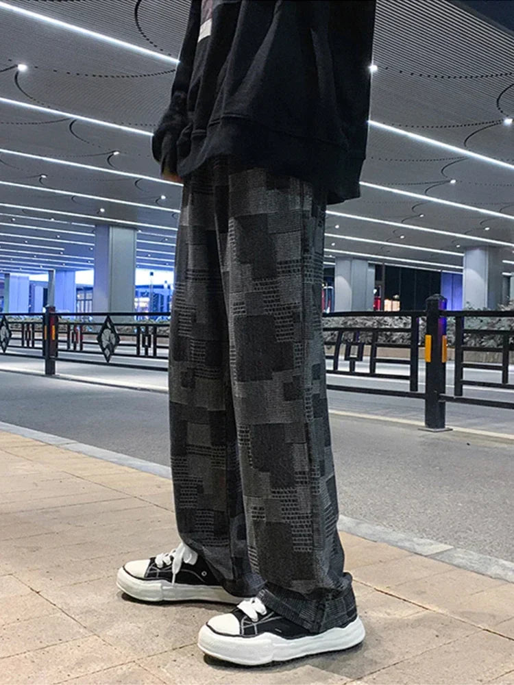 Patchwork-Hose mit weitem, geradem Bein