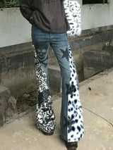 Vintage Schlagjeans mit Leopardenstern-Print