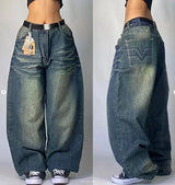 Y2K Edgy Jeans mit weitem Bein