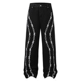Contrast Color Embroidered Denim Jeans