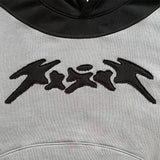 Y2K Bestickter grauer Hoodie