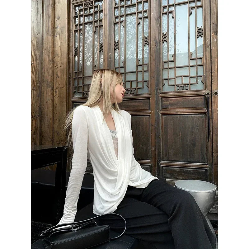 Korean Patchwork Lace Long Sleeve Blouse