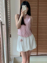 Barbie Core Pink Crop Sleeveless Shirt