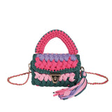 Woven Bag Knitted Shoulder Chunky