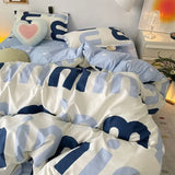 Korean Pink Letter Bedding Set