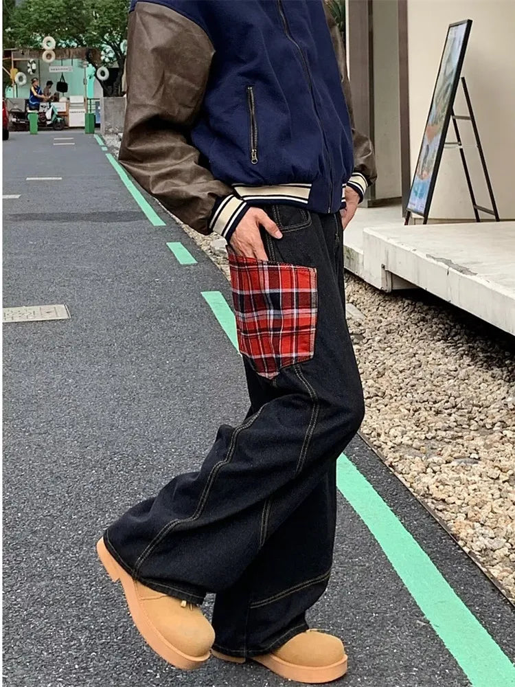 OG Red Plaid Washed Black Jeans