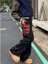 OG Red Plaid Washed Black Jeans