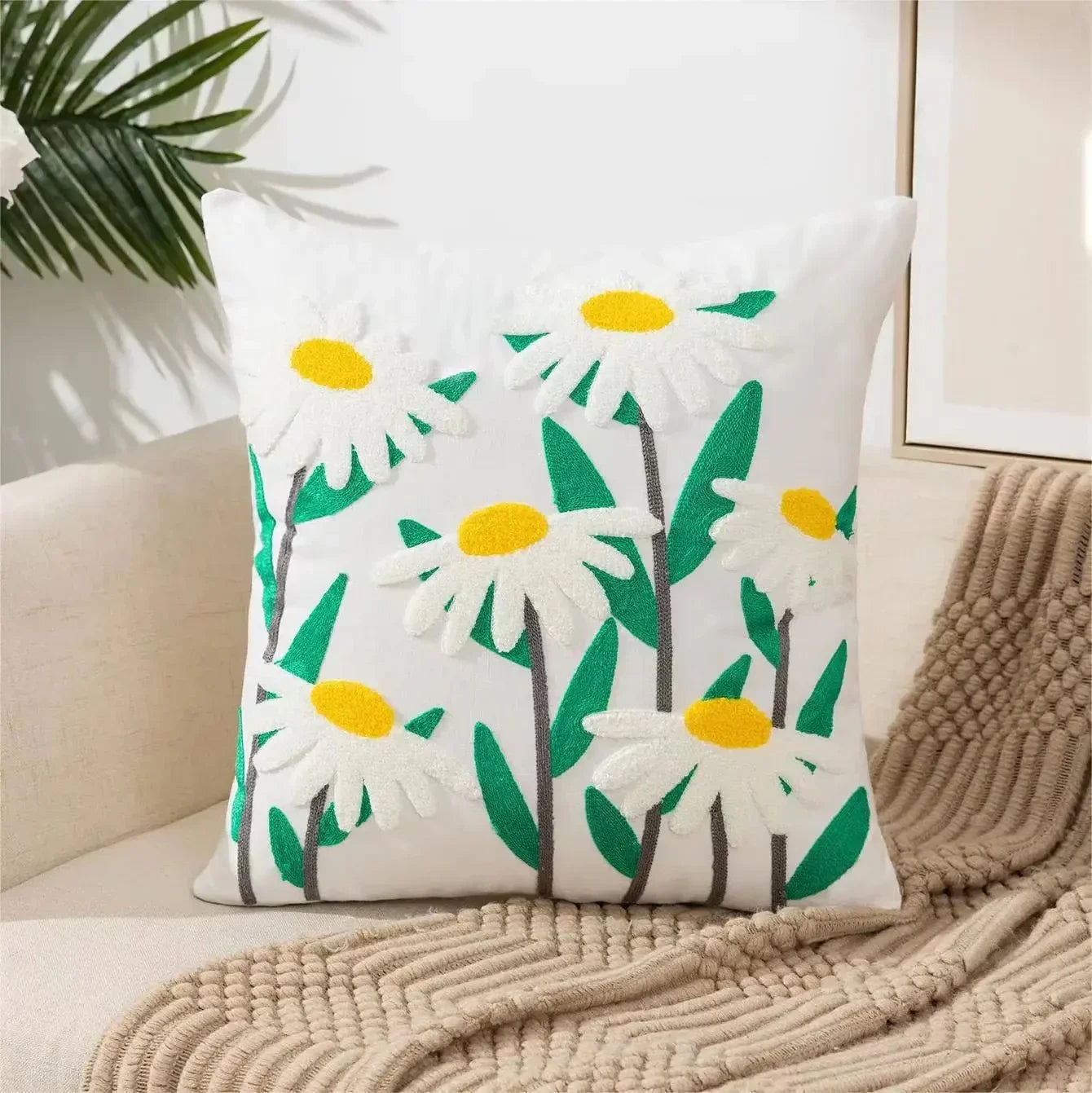 Floral Tufted Decorative Pillow Cover