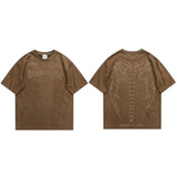 Suede Devil Wings Skeleton Graphic T-Shirt