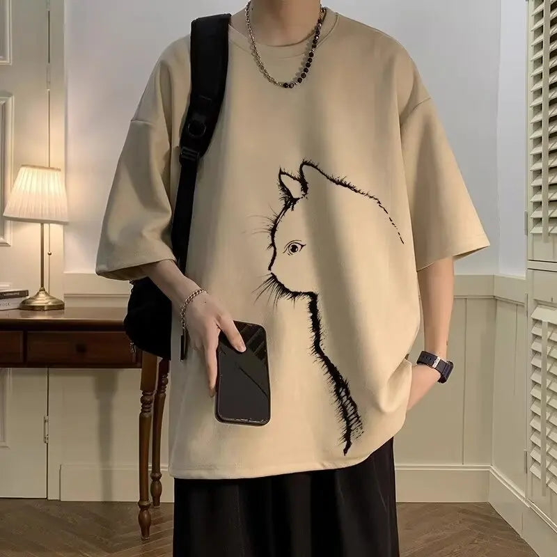 Loose Fit Summer Cat T-Shirt