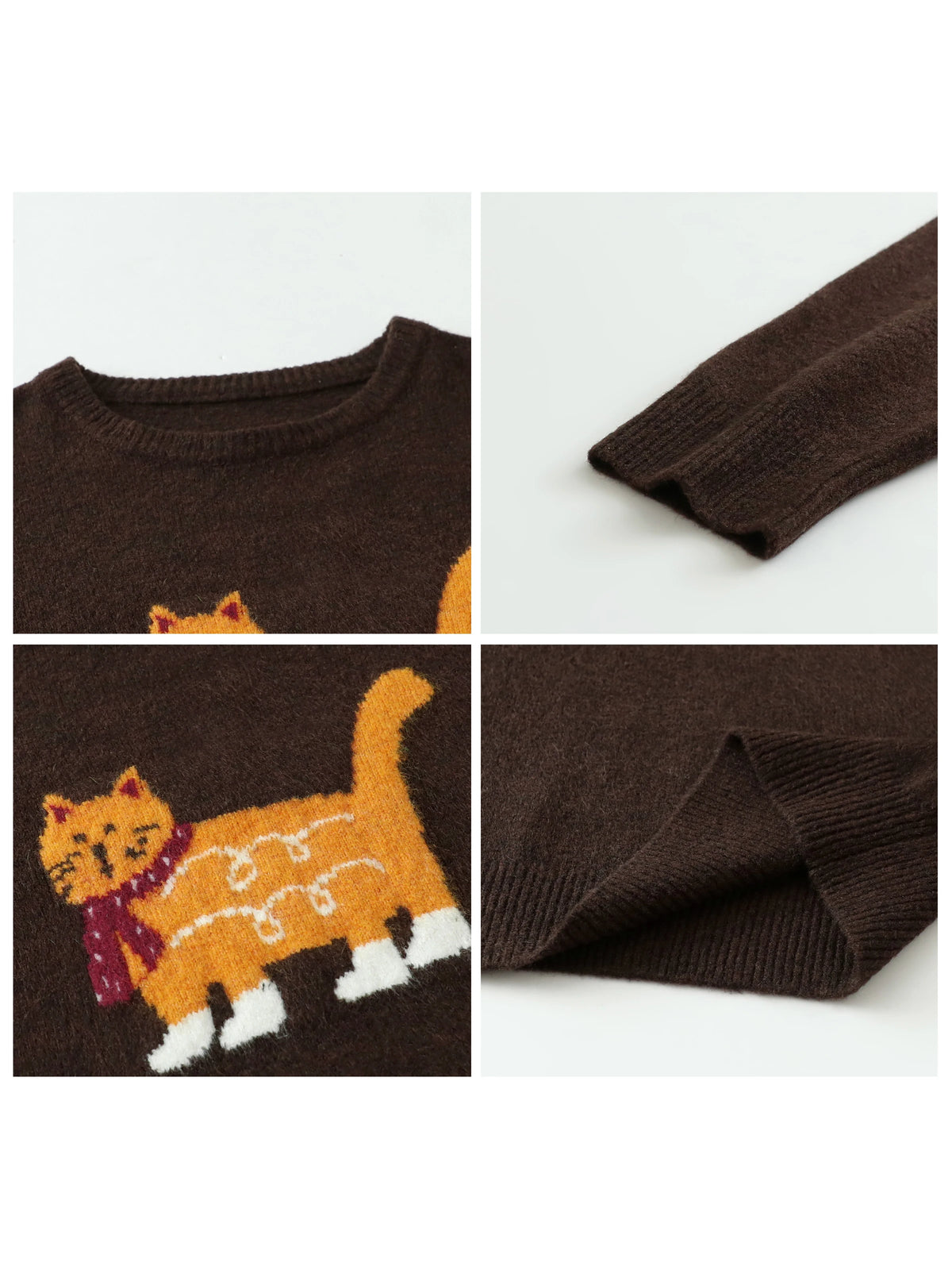 O-neck Orange Cat Sweater