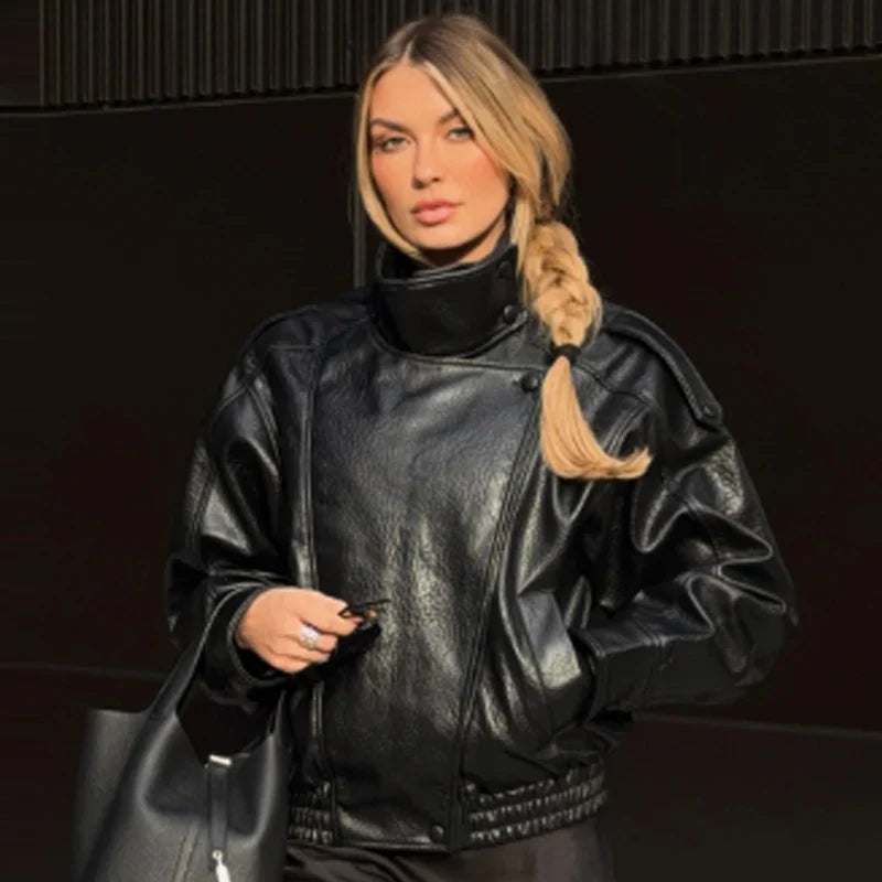 Cropped Women's Leather Jacket