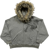 Sudadera con capucha y cuello de piel sintética
