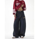 Bandana-Patchwork-Plaid-Jeans mit weitem Bein
