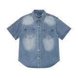 American Style Lapel Denim Short and Shirt